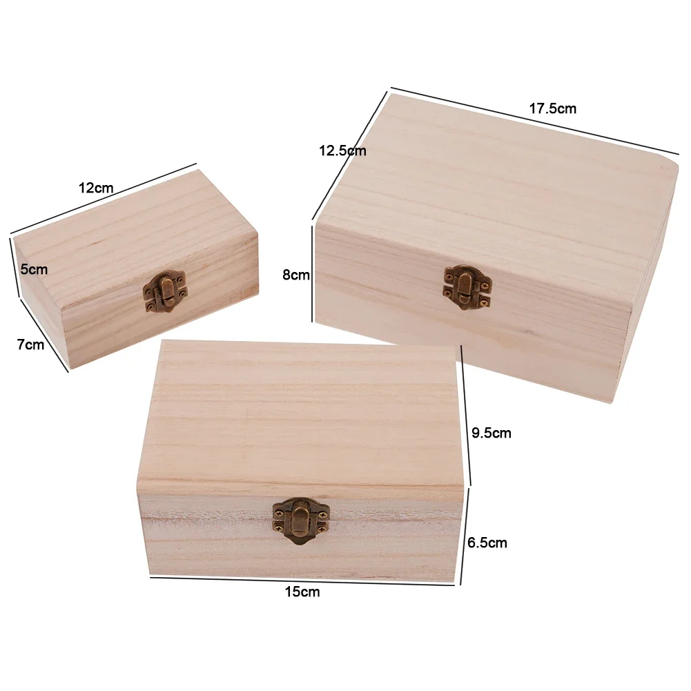 S/M/L Wooden Storage Box Plain Wood With Lid Craft Gift--Box For Storage Jewelry Postcards Cosmetic Desktop Handmade Case Box