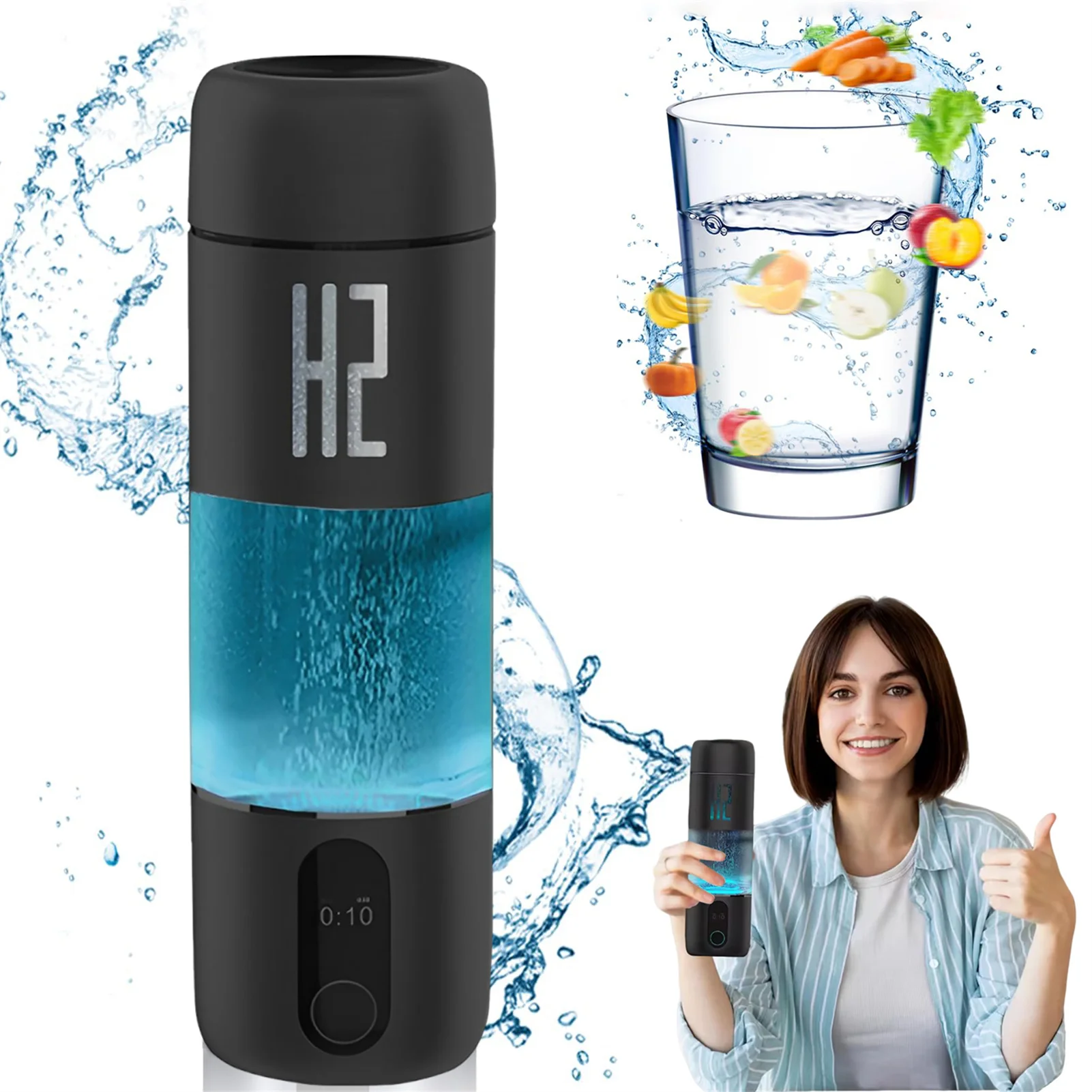 260ml Hydrogen Water Bottle Portable Hydrogen Water Ionizer Machine Generator Rechargeable Hydrogen Rich Water Glass Health Cup