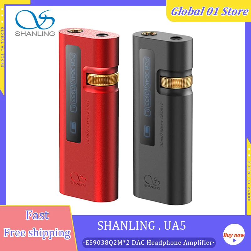 

SHANLING UA5 ES9038Q2M*2 Headphone Amplifier USB-C DAC Type-C To 3.5 4.4 mm Balanced Decoder DSD512 32Bit 768KHz HiFi Audio AMP