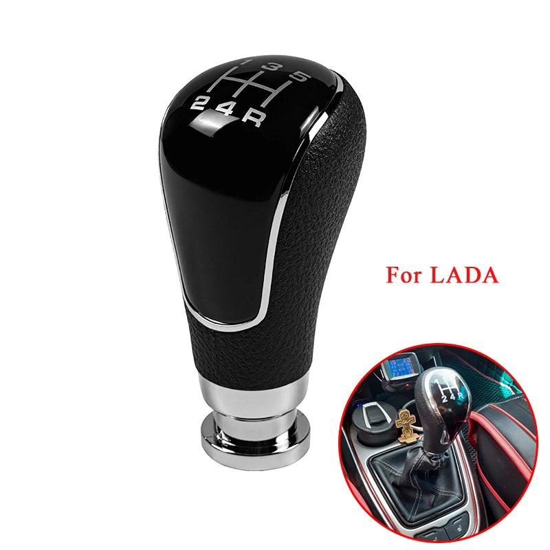 5 Speed Manual Gear Shift Knob Car Gearbox Handles Stick Lever Head PU Leather For LADA Car Styling Auto Accessories Parts