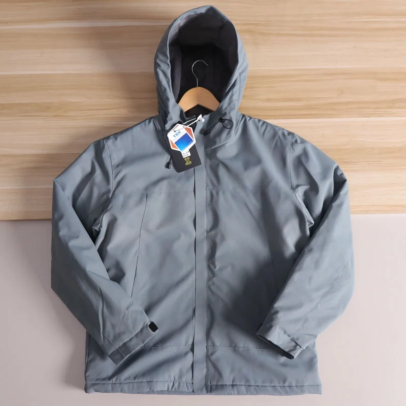 Casaco masculino quente Thiened Fce forrado com capuz ao ar livre à prova de vento outono inverno Jaet Stand Fit Faion Urban Sle Long Sl...