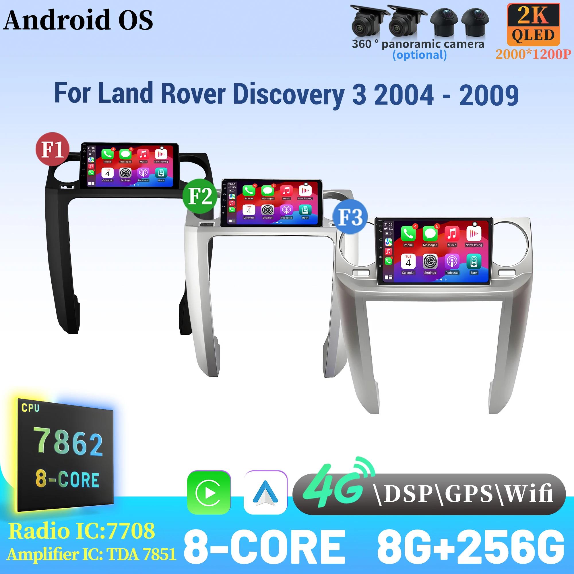 

Car Radio Android 14 For Land Rover Discovery 3 2004 - 2009 Navigation Multimedia Wireless BT Carplay Touch QLED Screen