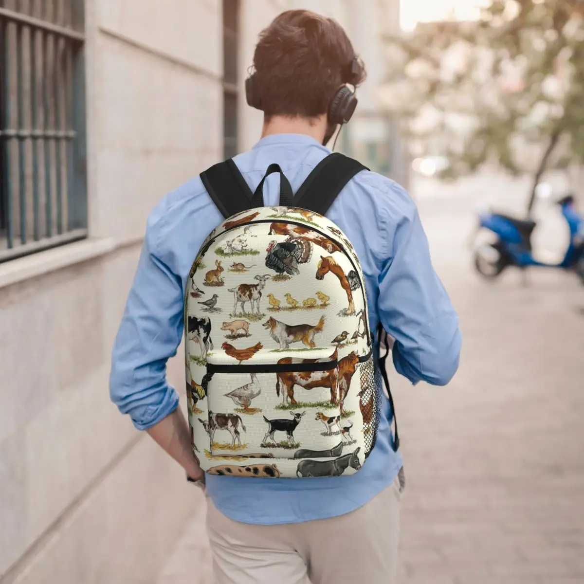 

Country Farm Animals Farmhouse Village Pet Backpack Boys Girls BookBag Kids School Bag Laptop Shoulder Bags for Men Women