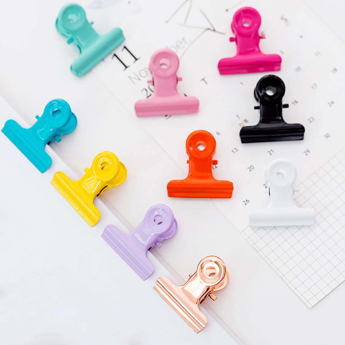 10 Pcs Circular Clips Colorful Metal Office Supplies Cute Design File Paper Picture Home Photo Storage Organizer Sealing
