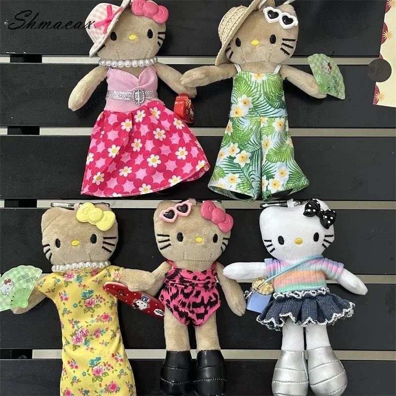 

Милая длинноногая плюшевая кукла Sanrio Hello Kitty, мягкая игрушка, брелок, кулон, стиль для пляжного отдыха, сумка KT, подвесные украшения, подарок для девочки