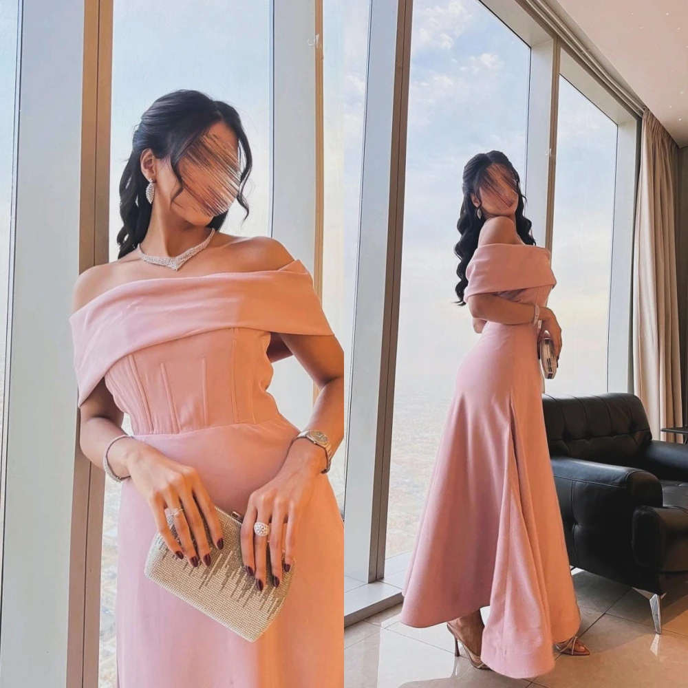 

Jiayigong High Quality Sparkle Jersey Draped Engagement A-line Off-the-shoulder Bespoke Occasion Gown Midi Dresses