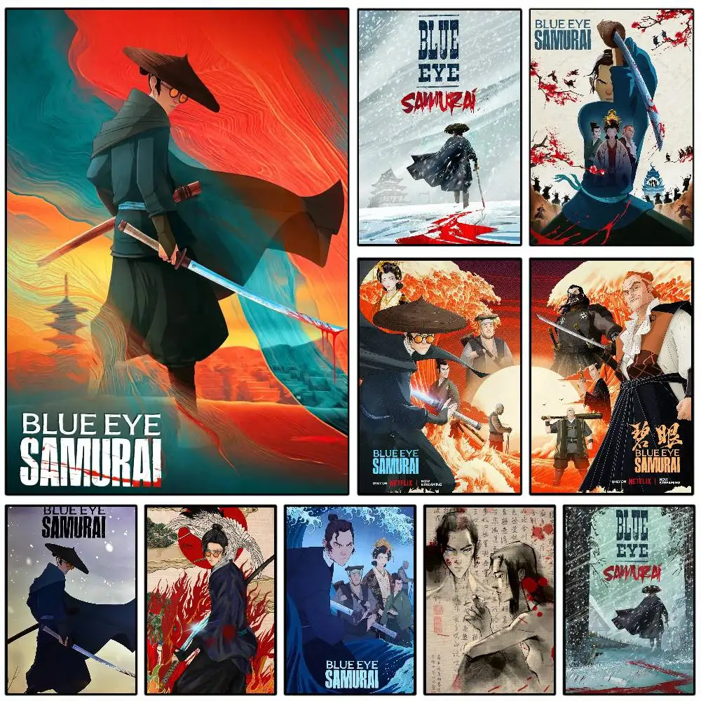 Anime B-Blue Eye Samurai Poster Kunst mit Drucken Home Schlafzimmer Wohnzimmer Dekoration Geschenk