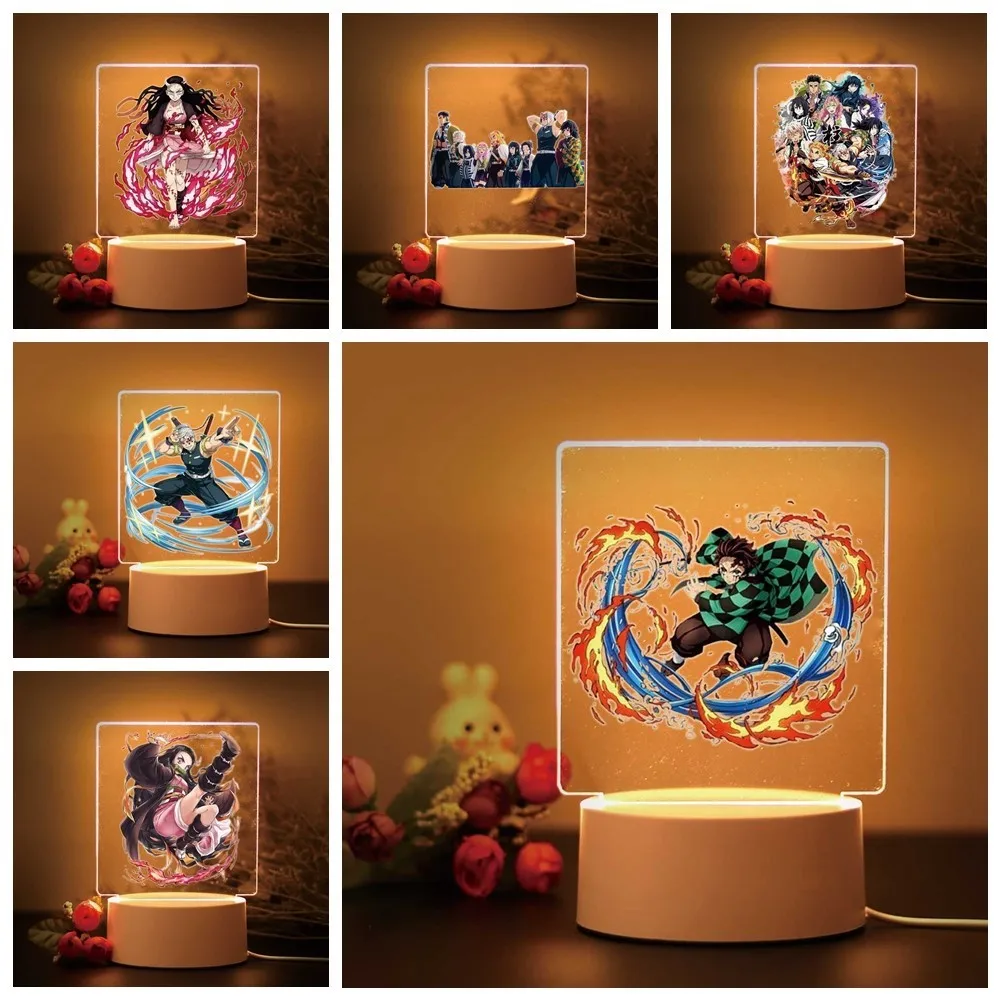 Demon Slayer Kamado Tanjirou 3D Touch lampu malam LED untuk kamar anak-anak dekorasi hadiah ulang tahun anak laki-laki perempuan