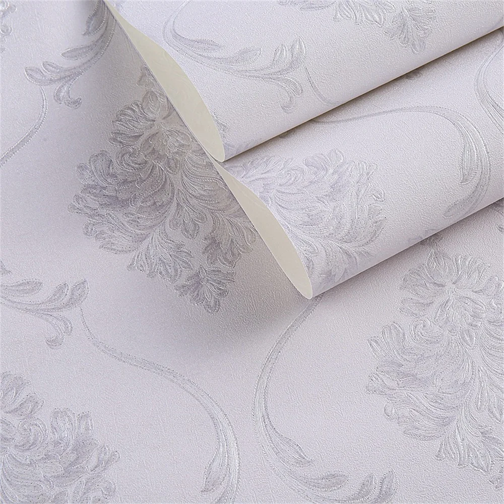 White Embossed Damask Wallpaper Plain Solid Color Damask Texture Wall Paper for Bedroom Living Room Background Decor