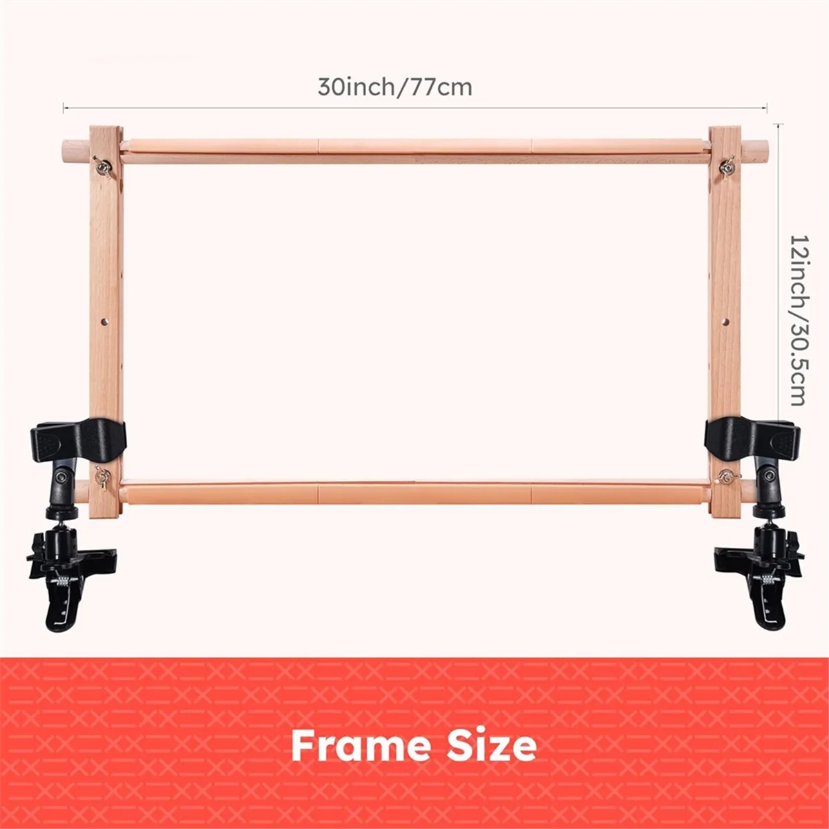 Rotating Wooden CrossStitch Frame - with Clip, Adjustable Large Embroidery Hoop Holder, Suitable for Sewing Crafts