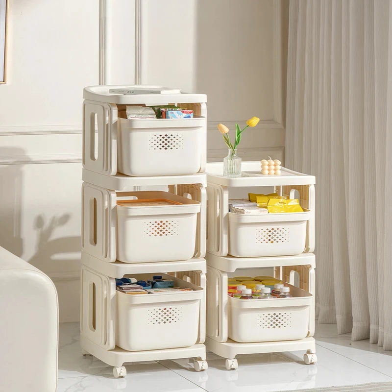 

Mobile Bookshelf Trolley with Drawer Kitchen Cart Toy Storage Rolling Organizer Household Rack Multi-Functional Storage