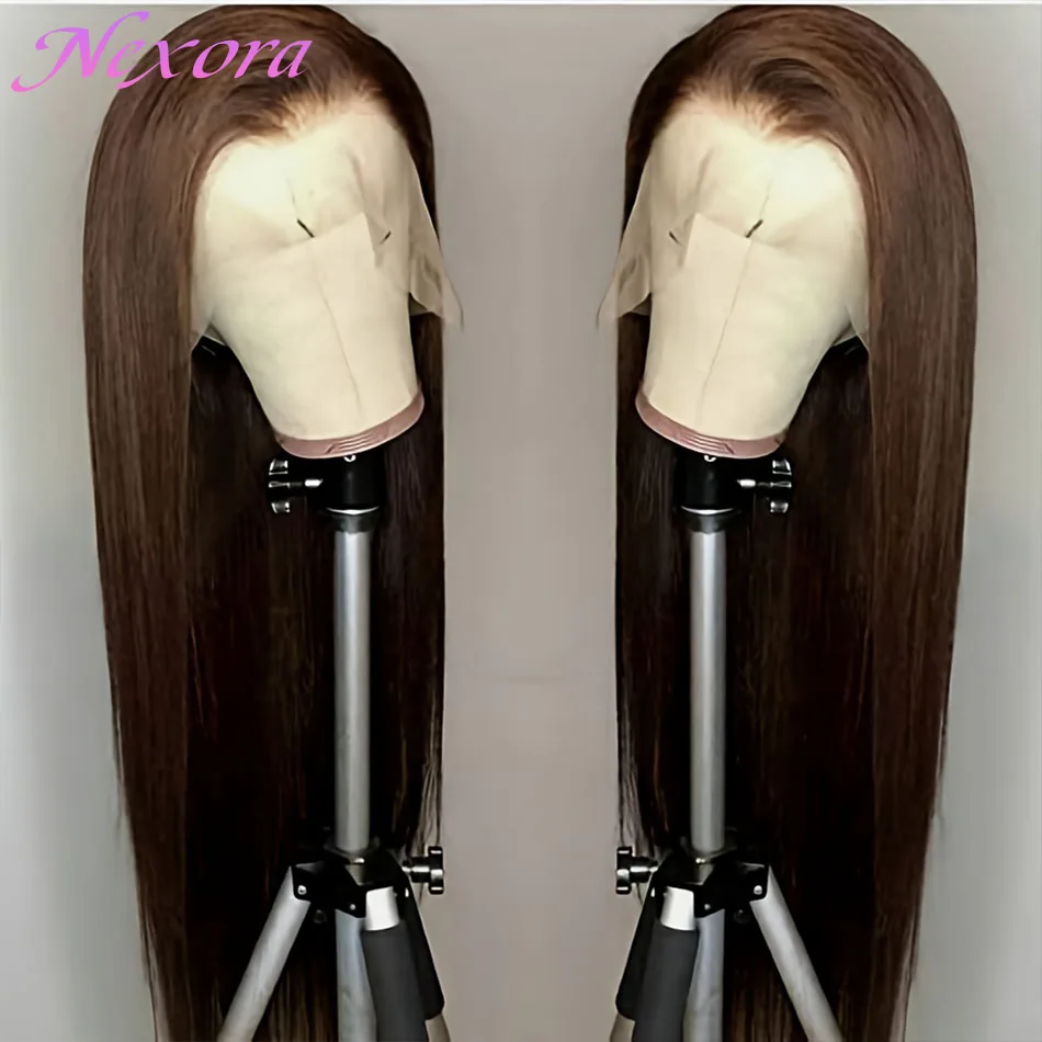 

Nexora Straight Chocolate Brown 13x6 HD Lace Front Wig Human Hair 220 Density Pre Plucked Natural Hairline For Black Women