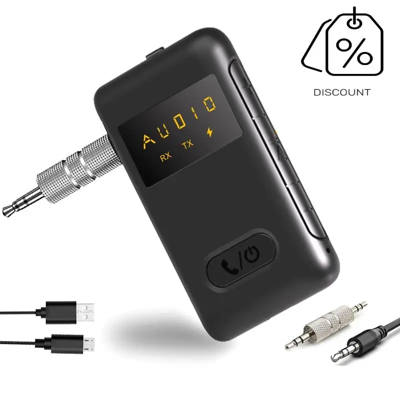 ABMF-2 In 1 Wireless Bluetooth Compatible 5.0 Receiver Transmitter Adapter 3.5Mm Jack For Car Music Audio Headphone Receiver Dur