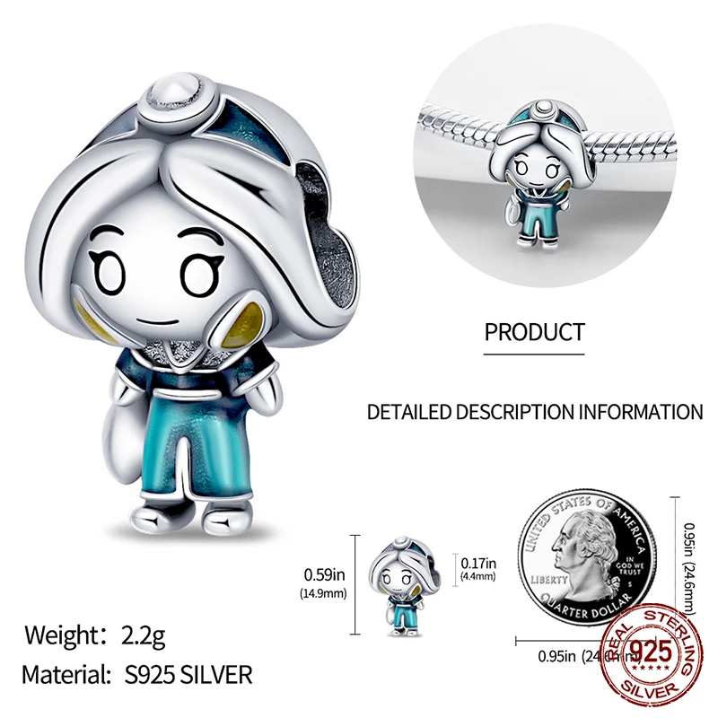 بلاتا دي لي 925 دلايات فضية ديزني خمسة الأميرات الصغيرة قلادة حبة لسوار الأصلي الإسورة لتقوم بها بنفسك مجوهرات هدايا استرخى