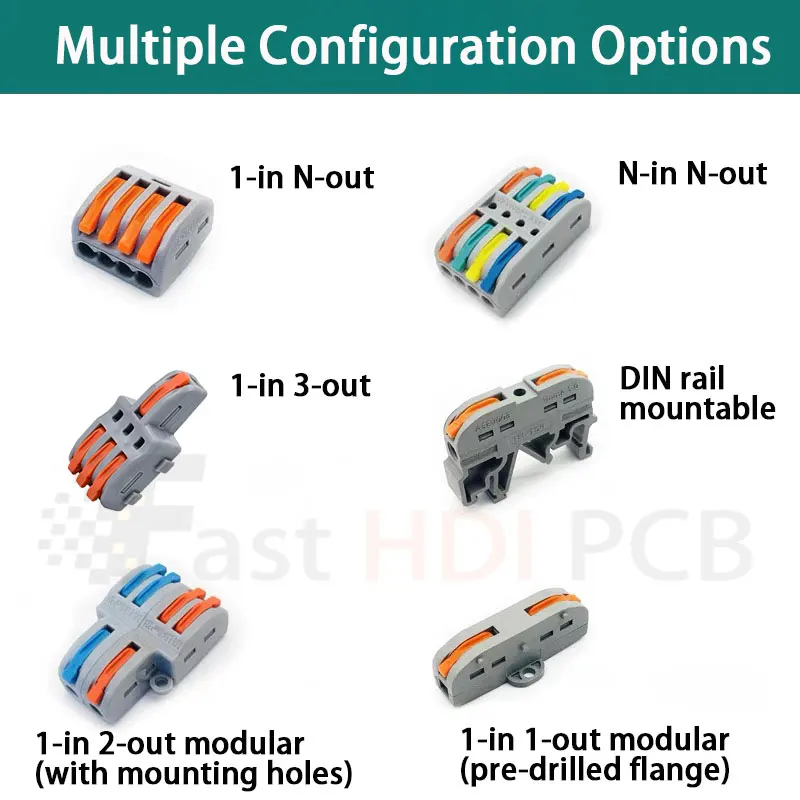 多機能クイックコネクト端子台/プレス型平行ワイヤーコネクタ/無酸素銅/真鍮導電バー