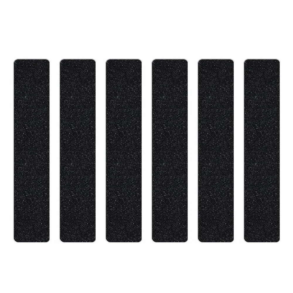 6Pcs Black Frosted Self‑Adhesive Stair Tread Mat Self-Stick Waterproof Stair Grip Tape Strips Wear-Resistant Tear‑Resistant