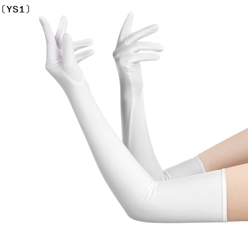 〔YS1〕High Elastic Spandex Sun Protection Gloves Party Nightclub Wedding Performance Black Gloves