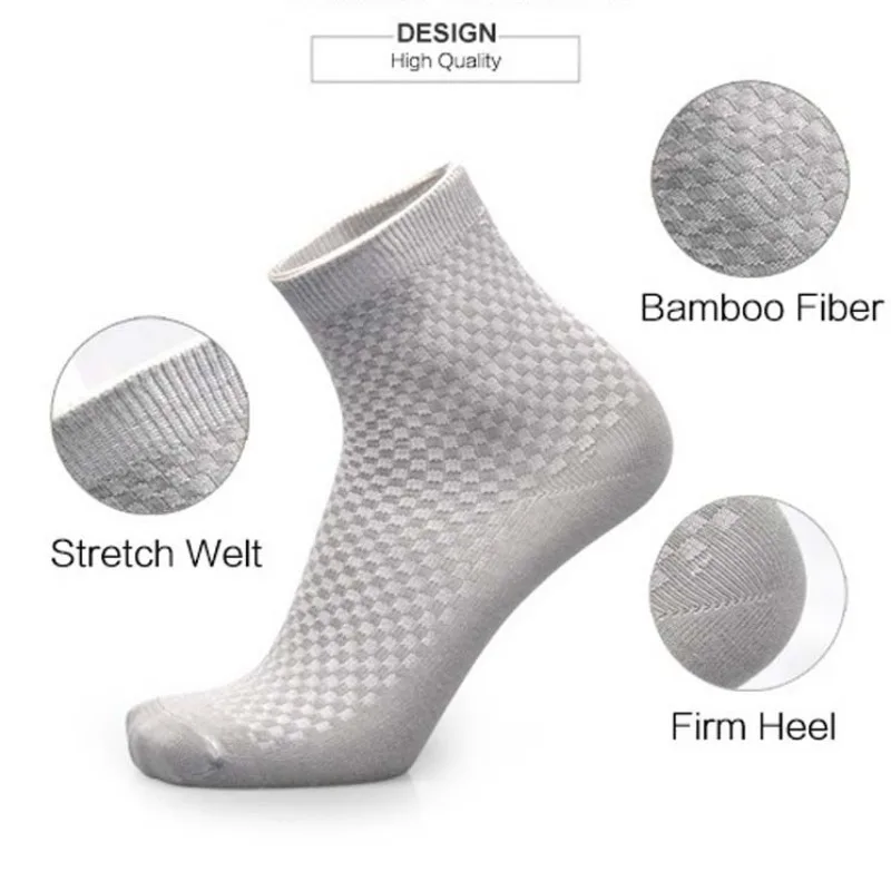 Quality Bamboo Fiber Sock New Compression Men Casual Business Anti-Bacterial Breatheable Solid Color Mid-tube Stockings