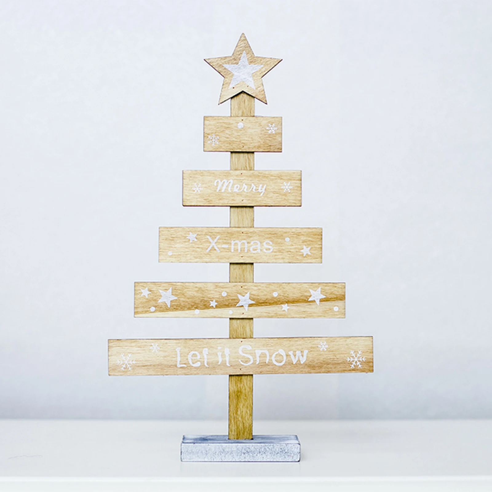 

Wooden Christmas Tree Ornament Mini Home Decor Pentagram Blessing Design Elegant Holiday Decoration