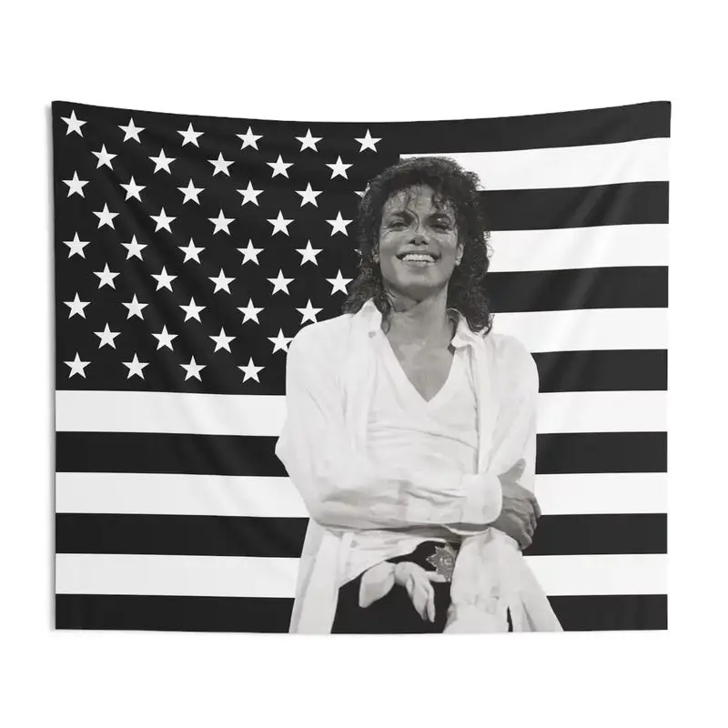 VIKAMA Michael Jackson American Flag Tapestry Retro Pop Star Wall