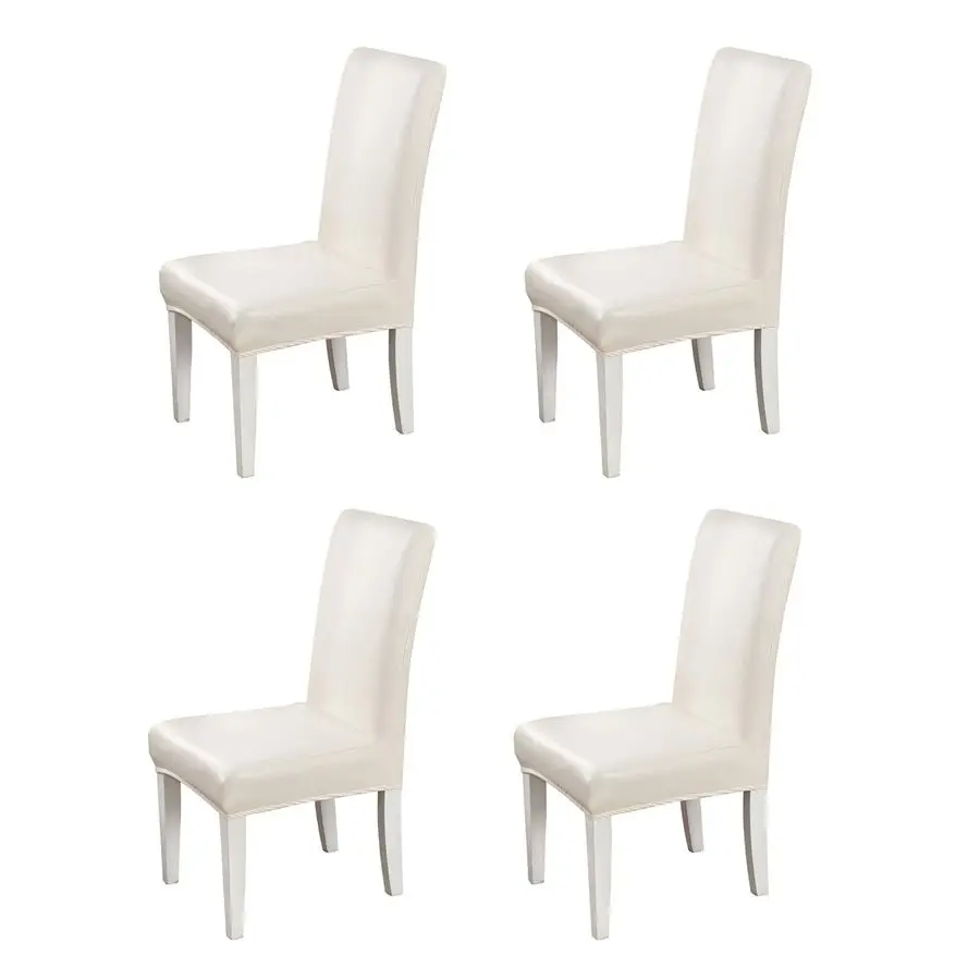 

Stretch Solid Pu Leather Waterproof Dining Chair Cover Slipcover Removable Washable Short Dining Chair Cover Protector Seat Sol
