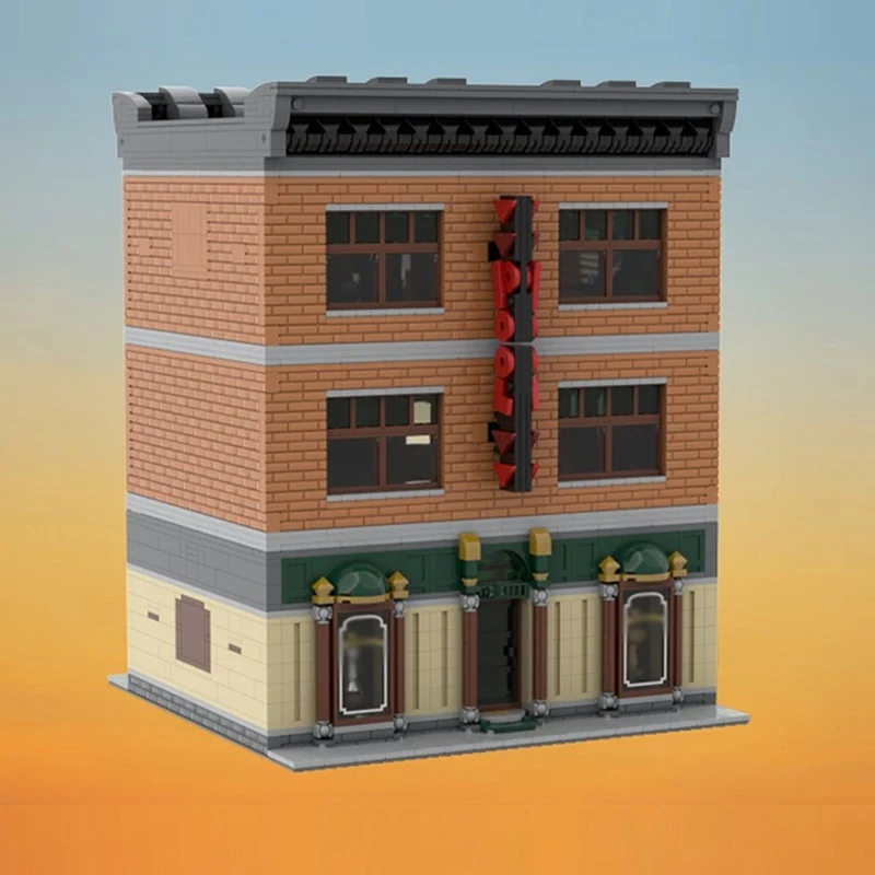 City Street View Model MOC Building Bricks Pool And Games Shop Modular Technology Children Holiday Gifts Assemble Toys Suit