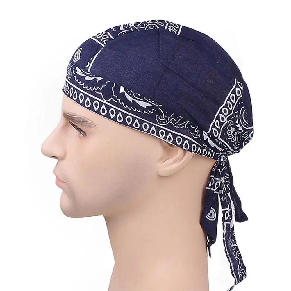 Outdoor Cycling Hat Pirate Hat Pure Cotton Printed Square Scarf Hat Headband Rag Durag Cap Beanie Wrap Hip hop Headscarf Hat