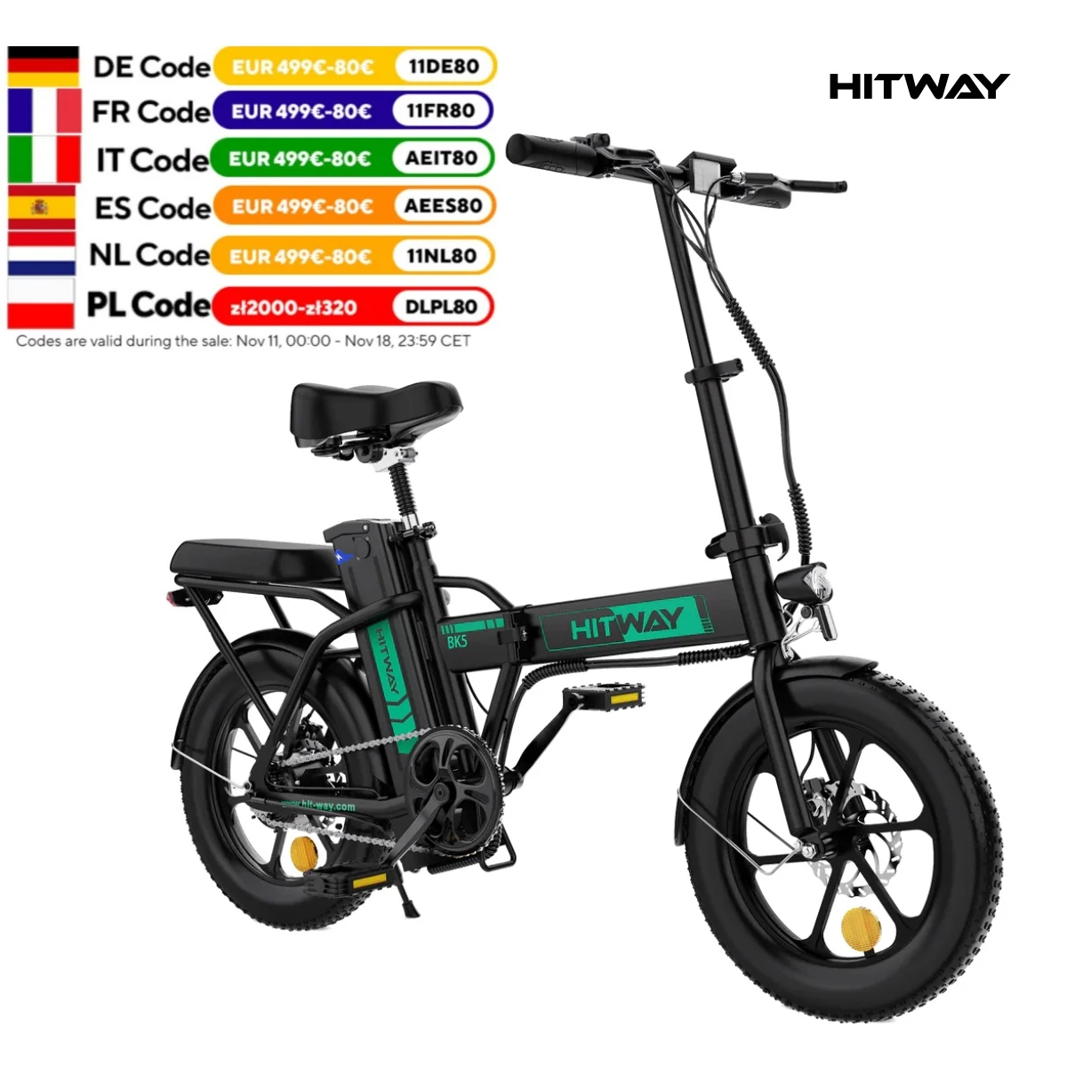 HITWAY Electric bike e-bike foldable city bike Lithium battery 36V/8.4ah, electric mileage can reach 35-70k