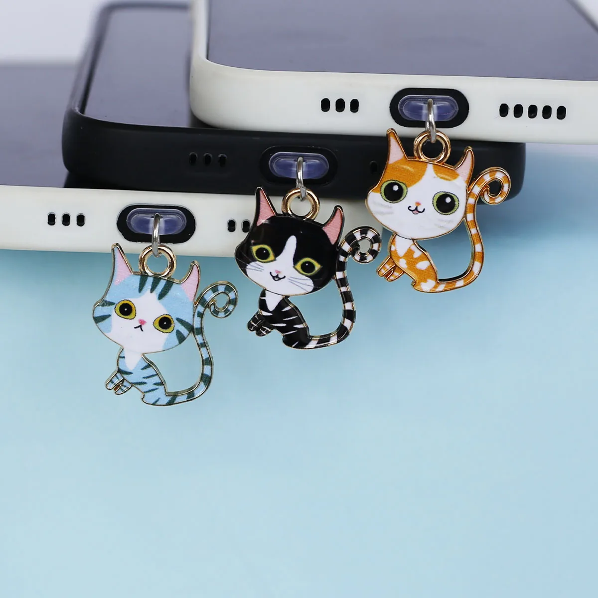 

1pc Cute Big Head Cat Multi Color Phone Dust Plug Pendant Mobile Accessories Decoration For Iphone Type-c Port Dust Cover
