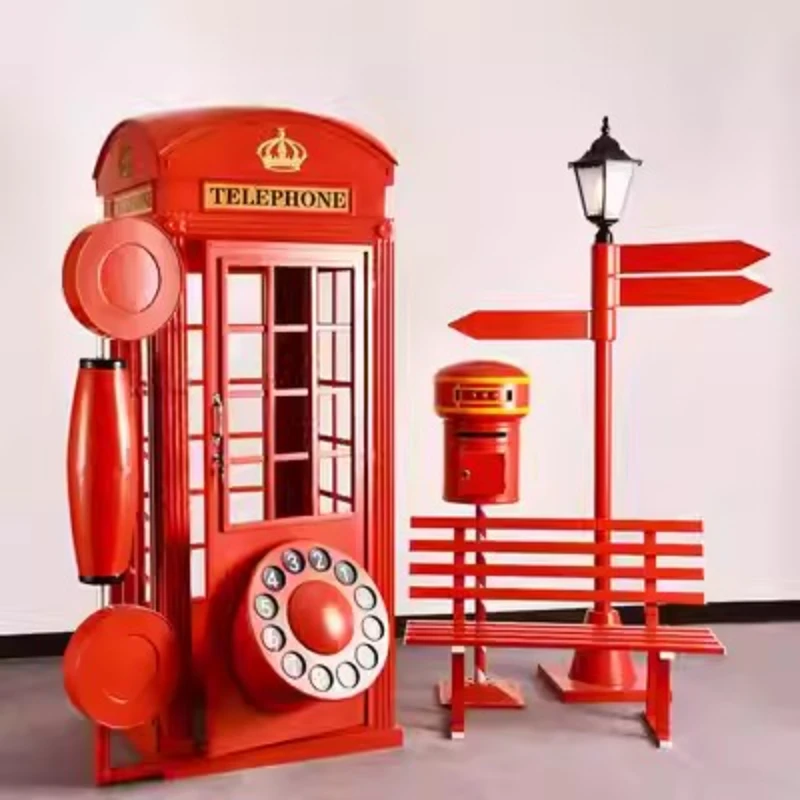 Iron Art Telephone Booth Decoration Hall Scene Exhibition Hall Display Decoration Shopping Mall Layout Props