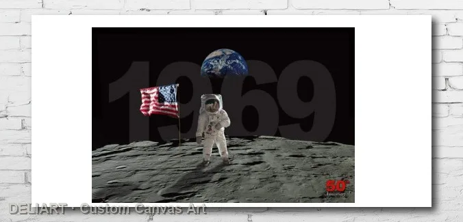 

MOON LANDING - 50TH ANNIVERSARY Canvas Poster Custom Size Available Room Decoration Home Decor Wall Art