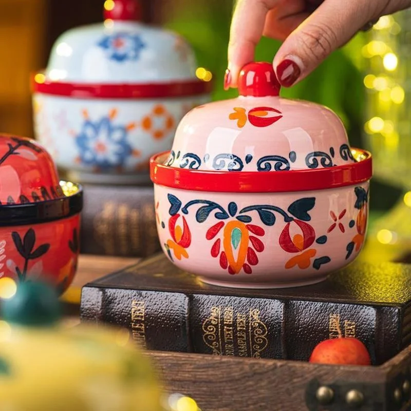 

Новая эстетичная маленькая миска для супа/десерта из фарфора с подглазурной росписью, высококачественная посуда для сервировки стола