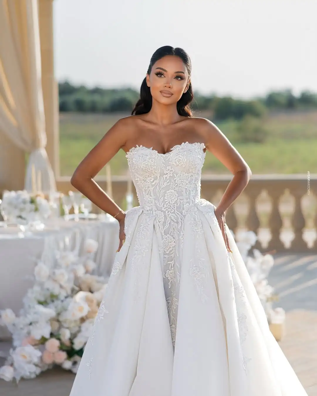 Popolare Sweethart Applique in pizzo da sposa Grown A Line Abiti da sposa Sweep Train Custom Made 2026 Vestido De Noival