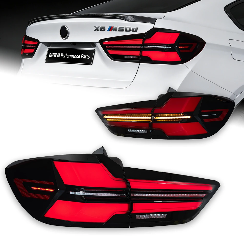 

AKD Автомобильные аксессуары для BMW X6 F16: Светодиодные задние фонари 2014-2018, задние противотуманные фары, стоп-сигналы, указатели поворота