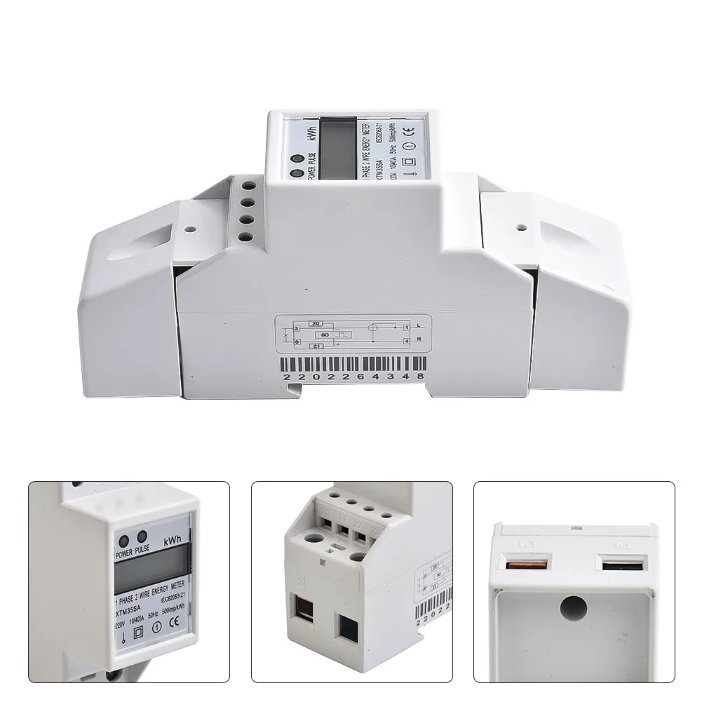 

220V Kwh Single 2Wire Energy Meter DIN-Rail Electric Energy Meter-40A Home Improvement Accessories Household Supplies