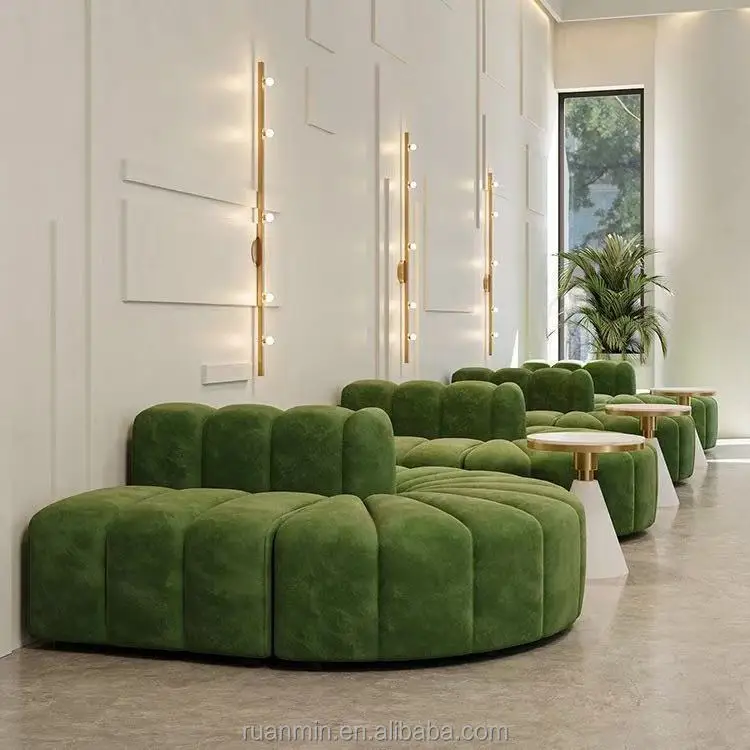 Modern Simple Curve Customized S-Shape Nordic Style Combination Sofa For Business Office Shopping Mall Lobby Restaurant Sets