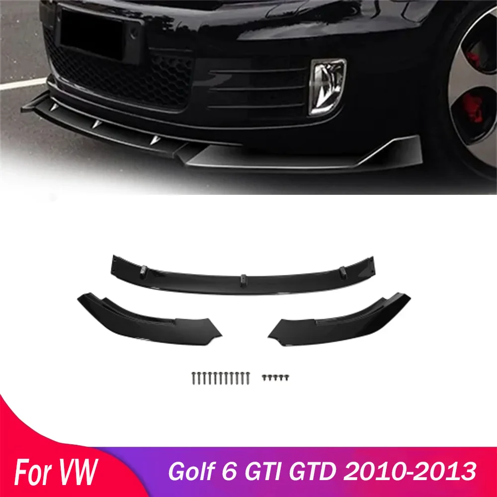 Front Bumper Lip Diffuser Spoiler Splitters For VW For Volkswagen Golf 6 GTI GTD 2010 2011 2012 2013