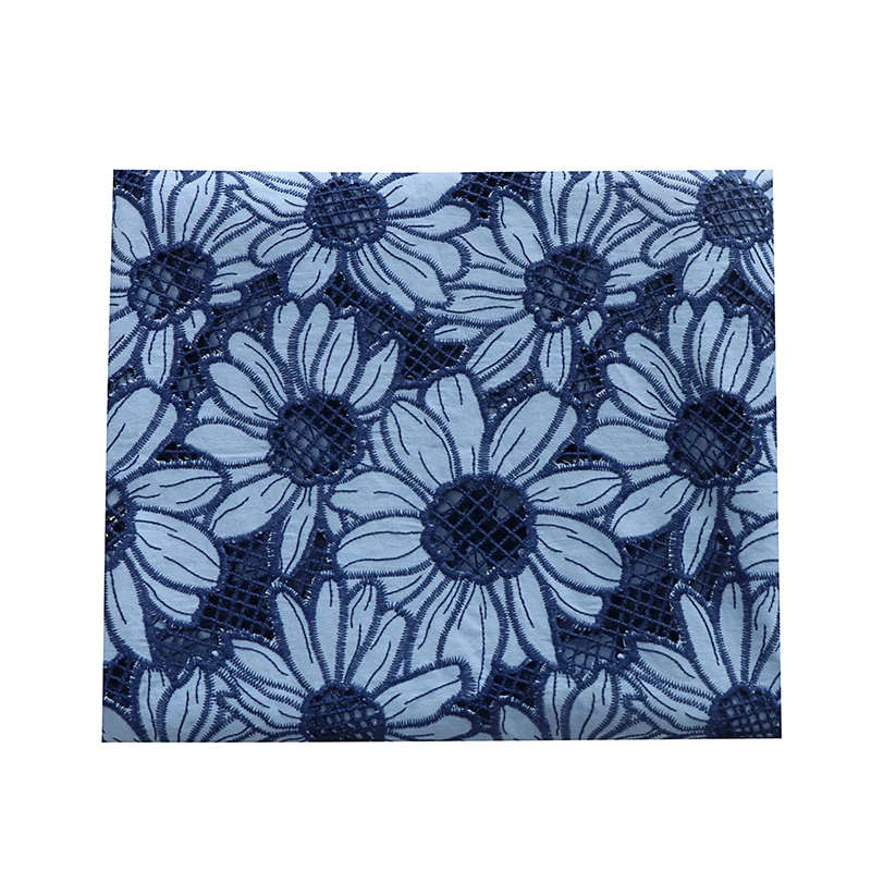 High quality cotton sewing Sunflower embroidery tissu Customized handmade DIY for high-end women\'s dresses and clothing fabric