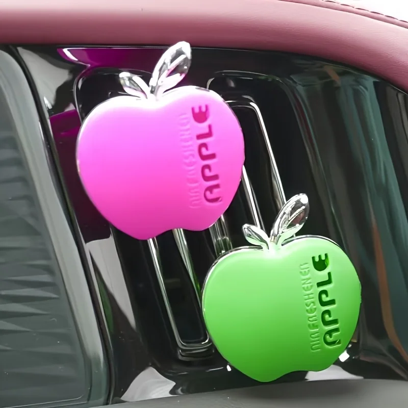 3-Piece Set of Car Air Fresheners in Random Colors, Apple-Shaped Car Vent Fragrance, Colorful Cute Apple Vent Hangings, Car Perfume, Car Interior Decoration
