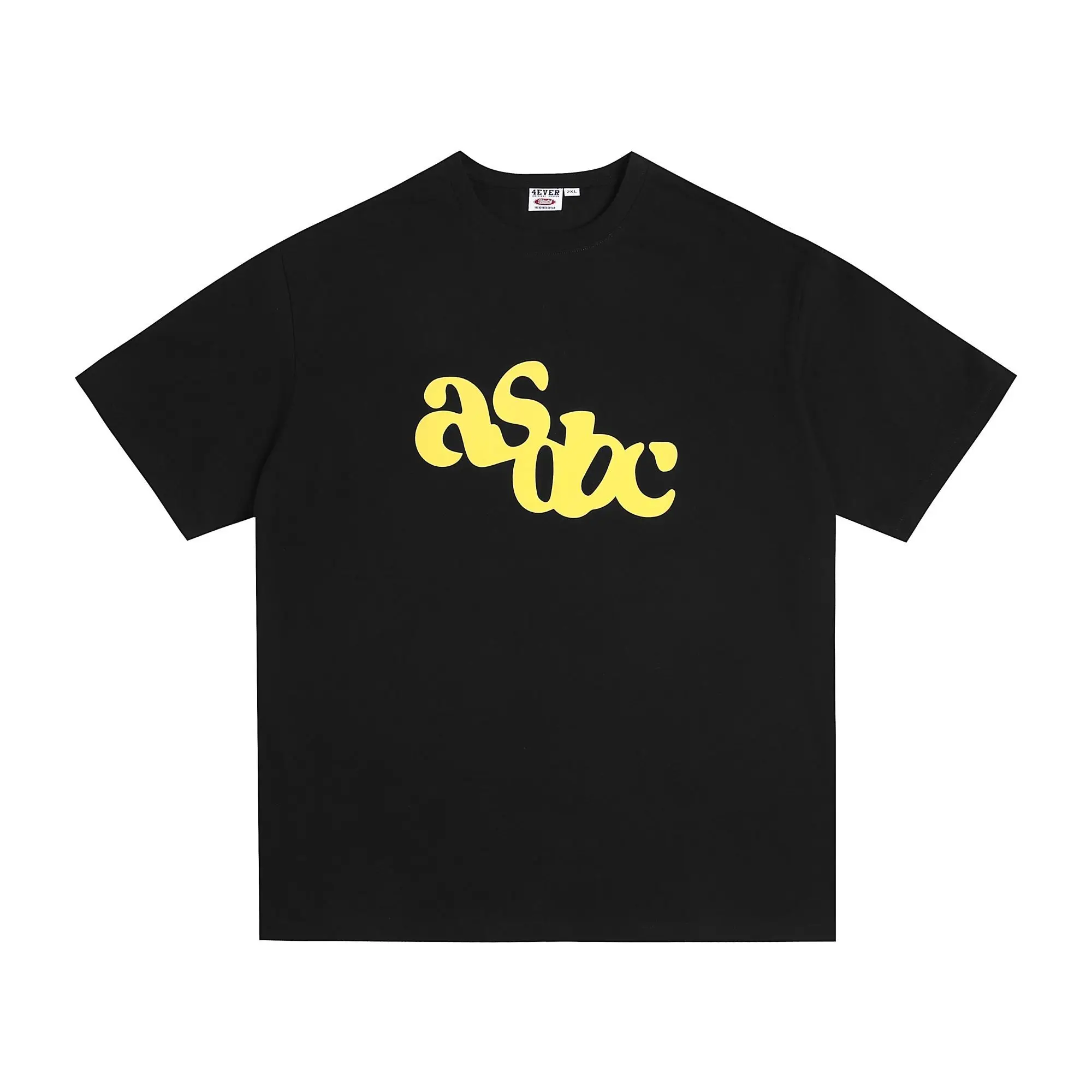 Camiseta de manga curta com estampa de letras americanas de algodão puro solta casual versátil para homens e mulheres casal