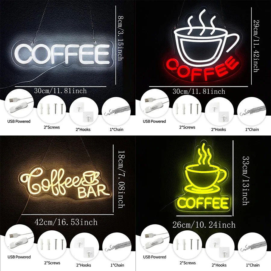 ป้ายไฟนีออนตกแต่งผนังร้านกาแฟ ซีรีส์บาร์ สำหรับตกแต่งห้อง ป้ายเรืองแสงส่วนตัว ตกแต่งบ้านสไตล์สเปน ไอคอนประตูและร้านกาแฟที่ใช้ยูเอสบี