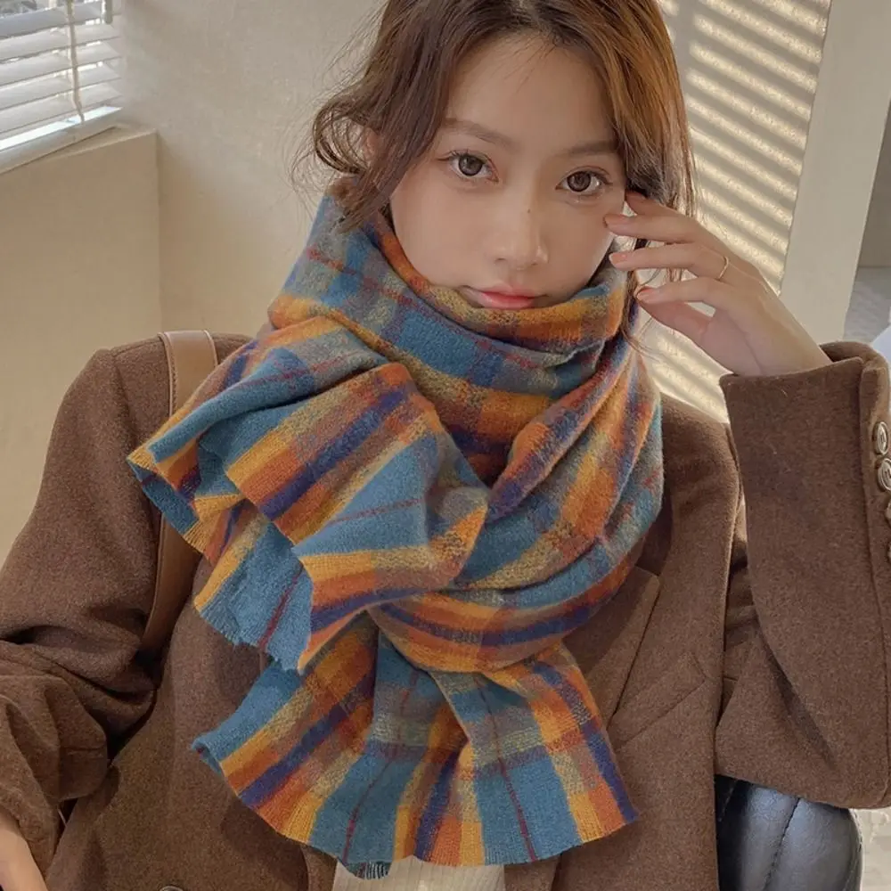 

Plush Plaid Wool Scarf Wool Scarves Solid Color Winter Cashmere Scarves Cashmere Shawl Korean Style Scarves Long Shawl Girl
