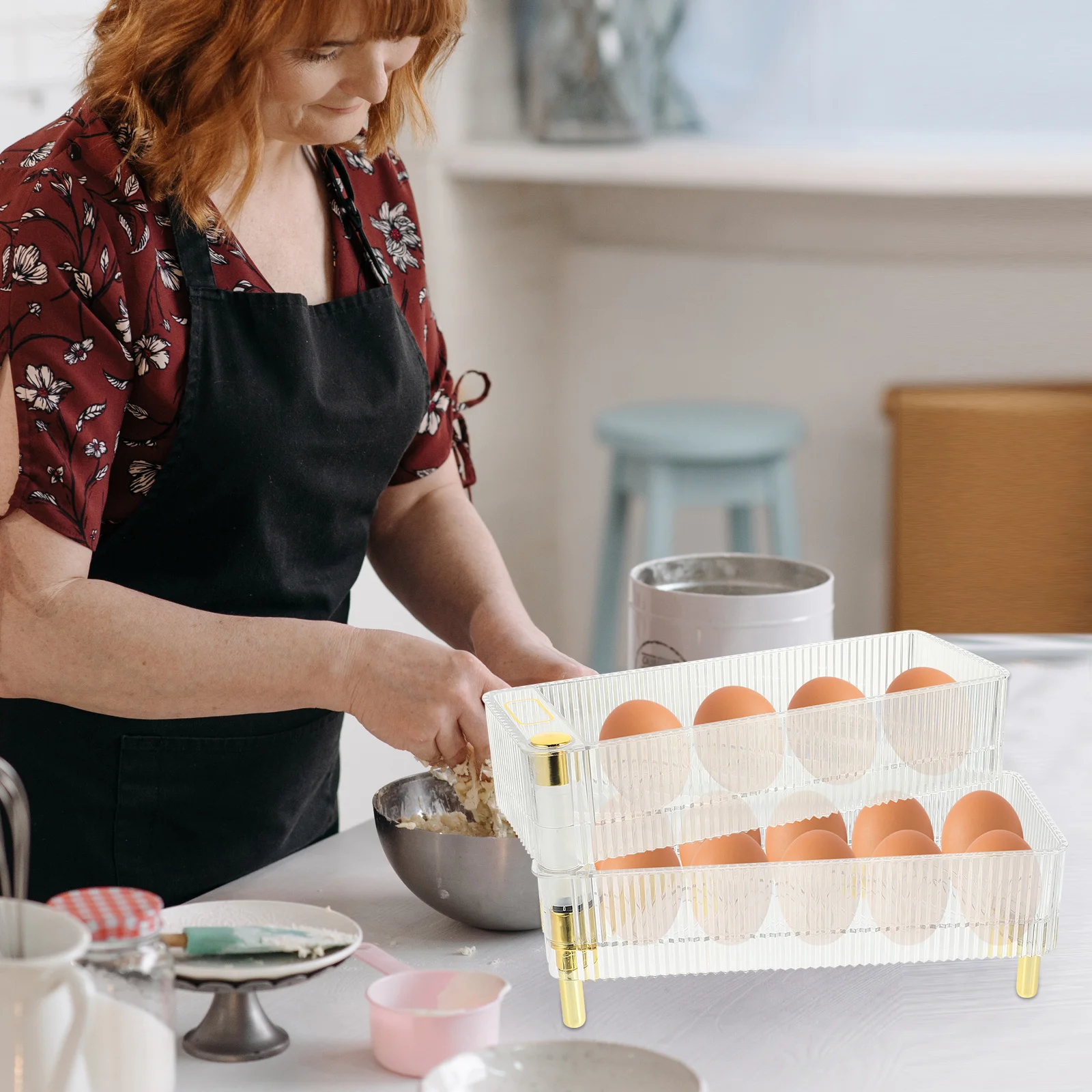 

Egg Holder Organizer Refrigerator Tray Keeper for Fridge Eggs Transparent Shelf Holders