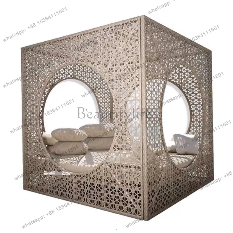 

Outdoor Bed Rattan Courtyard Villa Beach Leisure Sofa Bed Seaside Pool Lounge Outdoor Outdoor