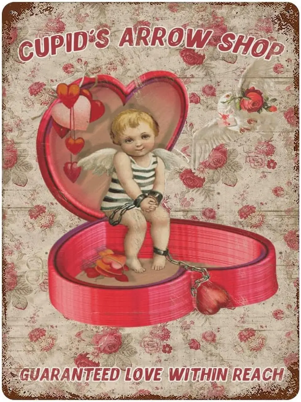 Aluminum Sign Victorian Vintage Style Cupids Heart Valentines Day Metal Signs Customized Outdoor 8x12 Vintage Style Cupid V sign