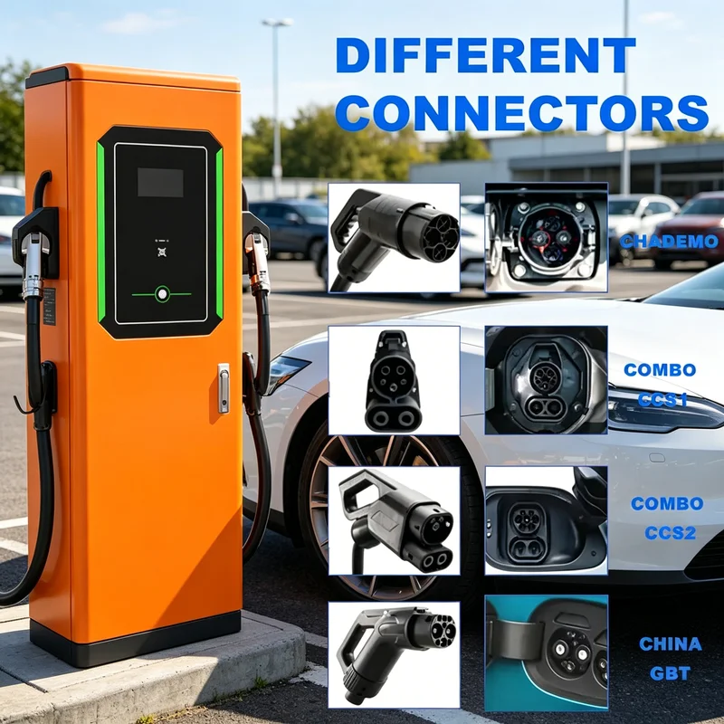 Customized Charging Pile EV Charger, Lockable DC Fast Charging Pile, Anti Theft Station for Unattended Outdoor Areas