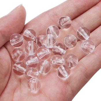 쥬얼리 제작용 투명 라운드 아크릴 비즈, 느슨한 스페이서 비즈, DIY 휴대폰 체인 팔찌 액세서리, 100 개/로트