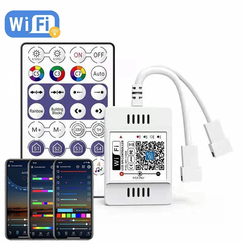 Smart LED WiFi Controller APP/Remote Control RGBIC Dimmer Compatible with Alexa & Google Home WS2812B WS281 SM16703 Strip Lights