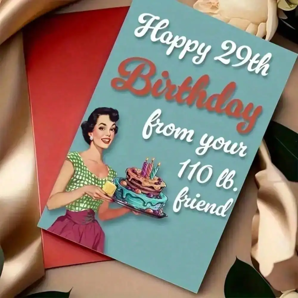 

1pc Vintage Style Birthday Greeting Card, Suitable For Best Friend - Humorous 29th Birthday Wishes, With Envelope