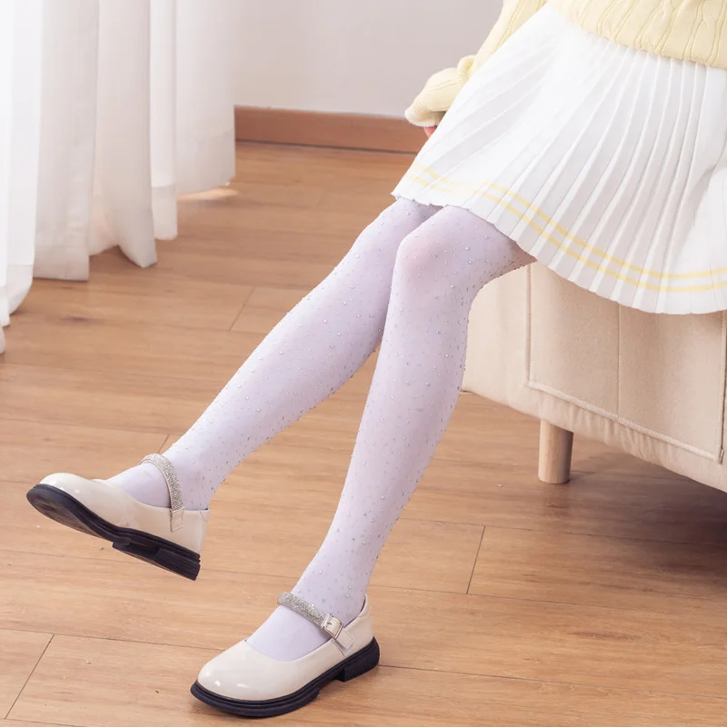 Girl Tight Rhinestone Breathable Pantyhose Spring and Autumn Fashion Long Tube Socks Tight Rhinestone Foot Tight Pants Pantyhose